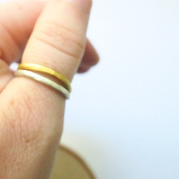 Hammered Ring Set Rose Gold Sterling Silver Boho - Picture 8 of 9